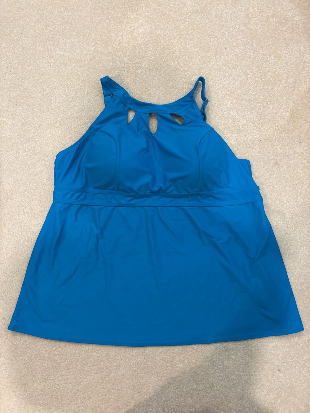 Blue Women's High Neck Swim Tankini Top Size 22